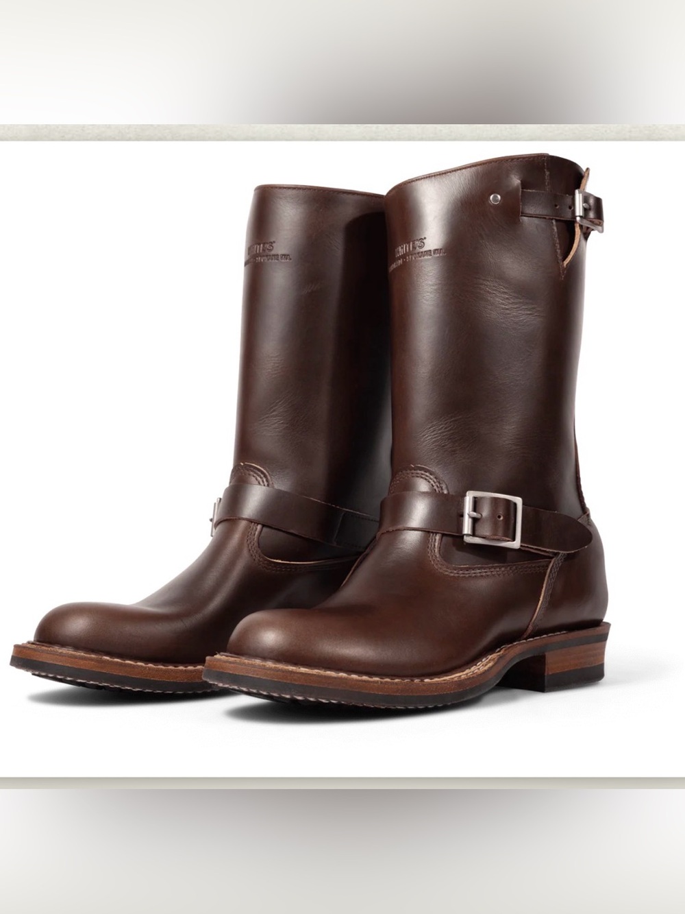 Classic Brown Leather Engineer Boots - Men